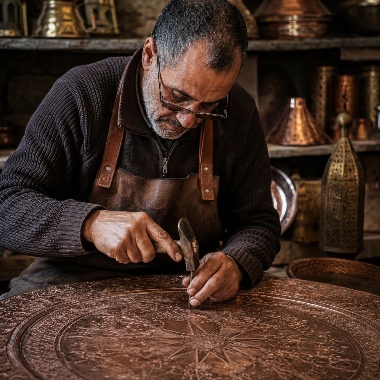 Moroccan craftsman at work